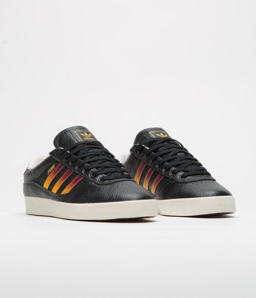 Adidas Puig Indoor Shoes in Core Black and Shadow Red / Crew Yellow