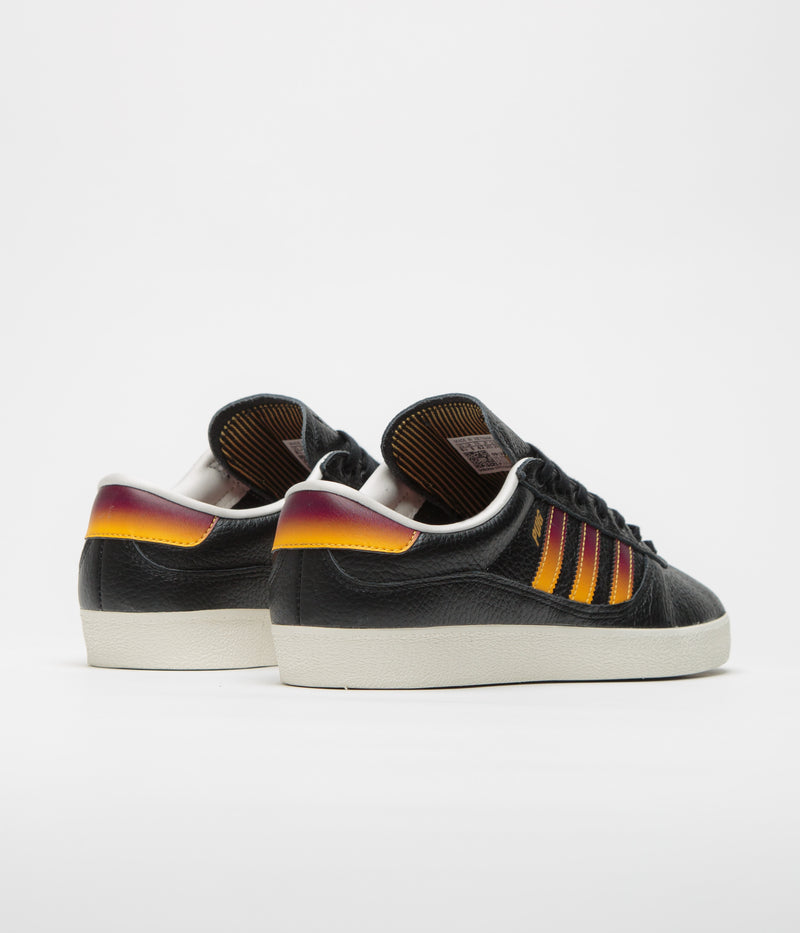 Adidas Puig Indoor Shoes in Core Black and Shadow Red / Crew Yellow