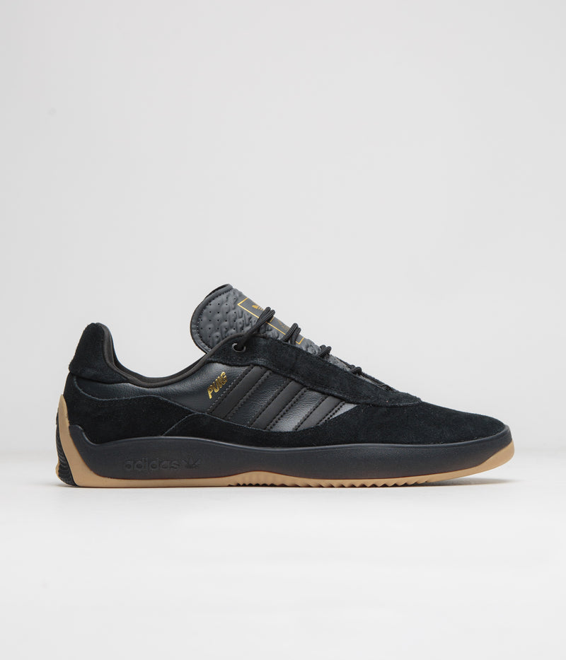 Adidas Puig Shoes in Core Black and Carbon / Gold Metallic