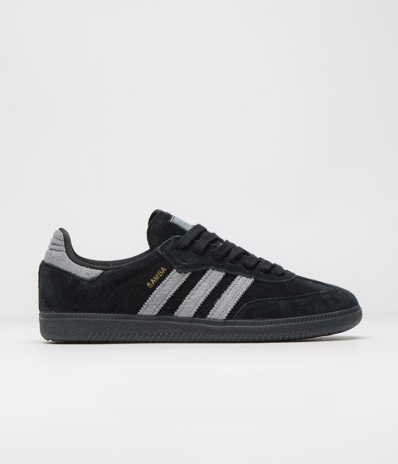 Adidas Samba ADV Shoes in Core Black and Grey Four / Gold Metallic