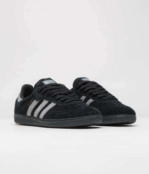 Adidas Samba ADV Shoes in Core Black and Grey Four / Gold Metallic