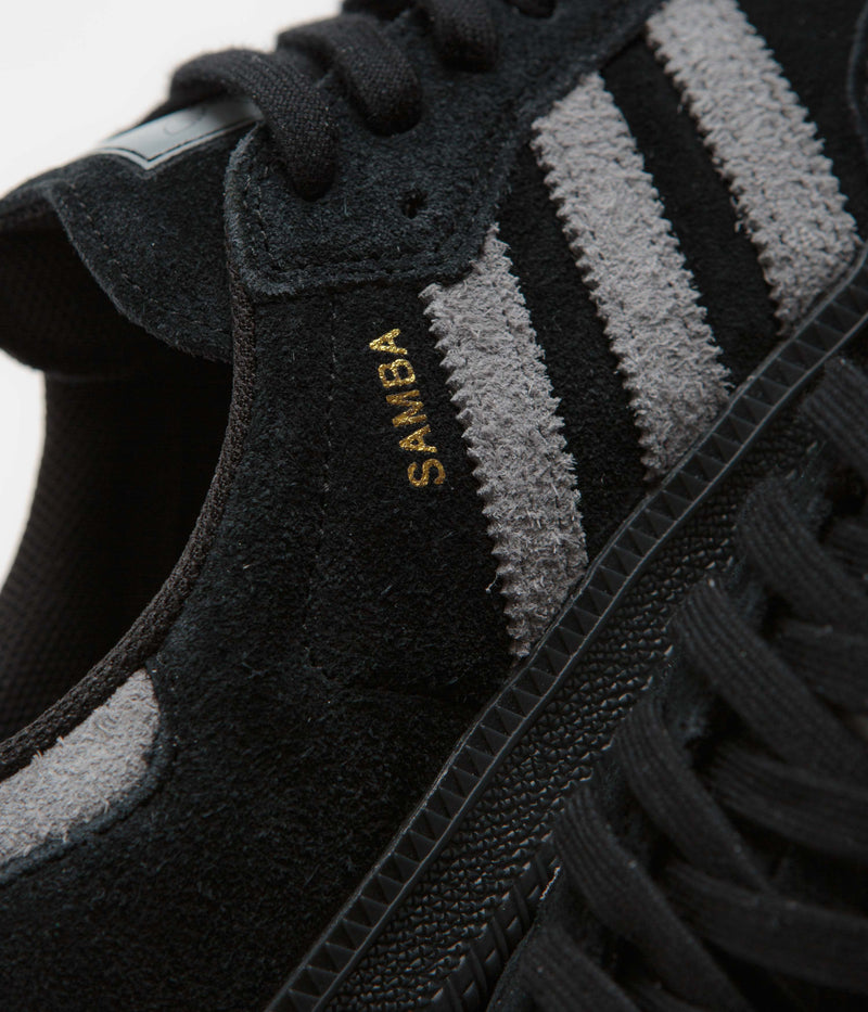 Adidas Samba ADV Shoes in Core Black and Grey Four / Gold Metallic