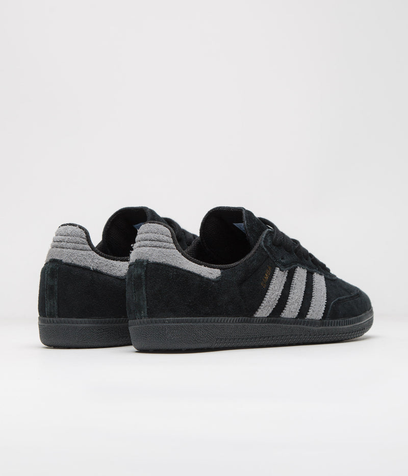 Adidas Samba ADV Shoes in Core Black and Grey Four / Gold Metallic