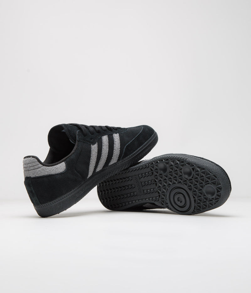 Adidas Samba ADV Shoes in Core Black and Grey Four / Gold Metallic