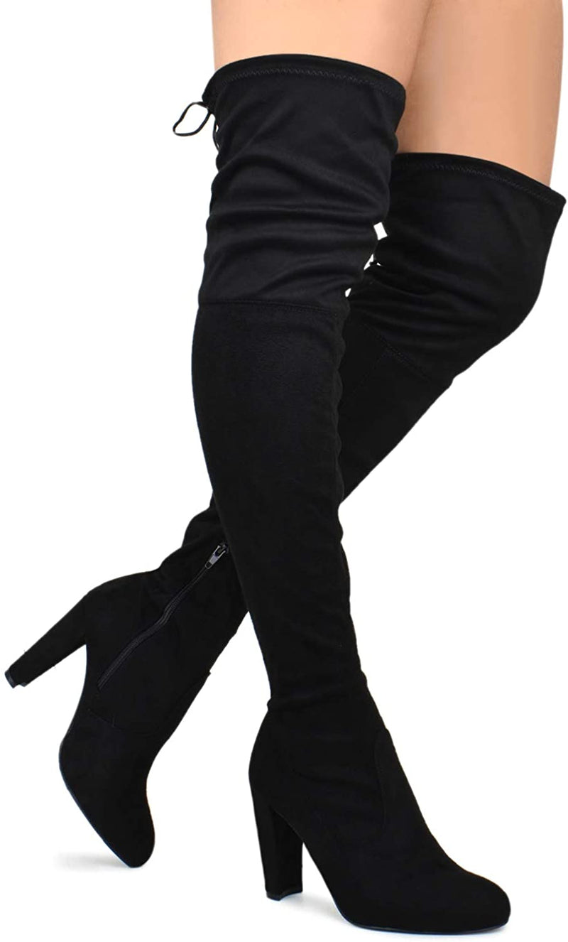 Amaya-01 - Wild Diva - Over the Knee Block Heel Boots - ShoeFad