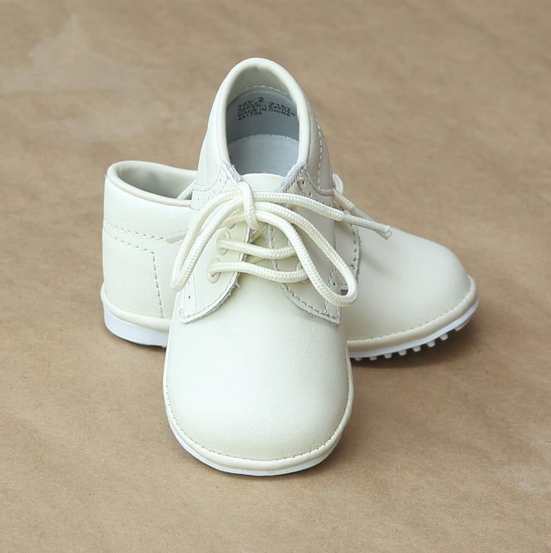 Angel Baby Boys Classic Cream Leather Lace Ups - Petitfoot.com