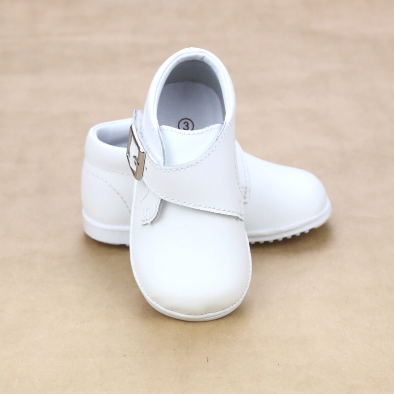 Angel Baby Boys Finch Buckled Strap White Leather Boot - Petitfoot.com