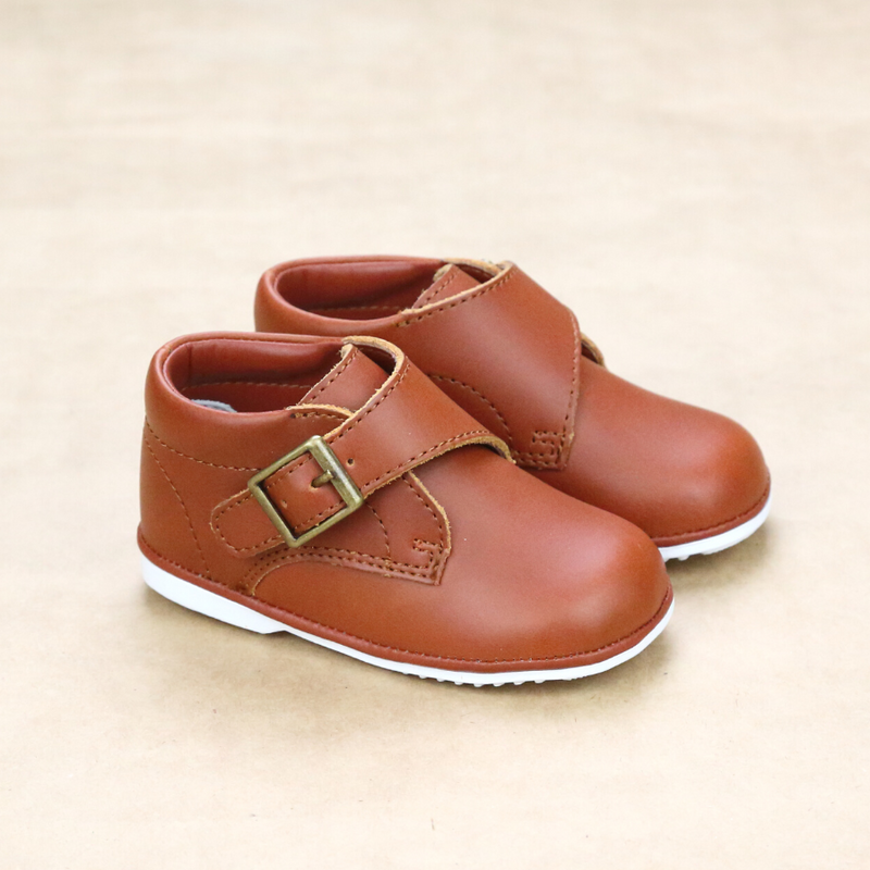 Angel Baby Boys Finch Buckled Strap Cognac Leather Boot - Petitfoot.com