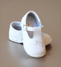 Angel Baby Girls Baptism White Mary Jane with Embroidered Dove and Cross