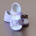 Angel Baby Girls Lilac Double Flower Applique Sandal