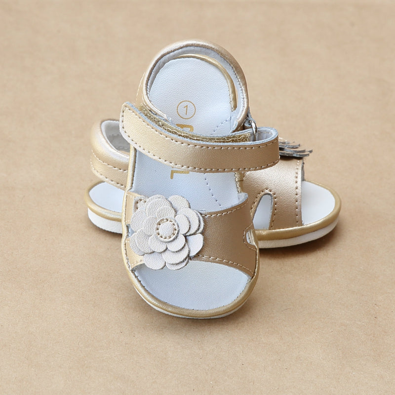 Angel Baby Girls Champagne Flower Cut Out Leather Sandal - Petitfoot.com