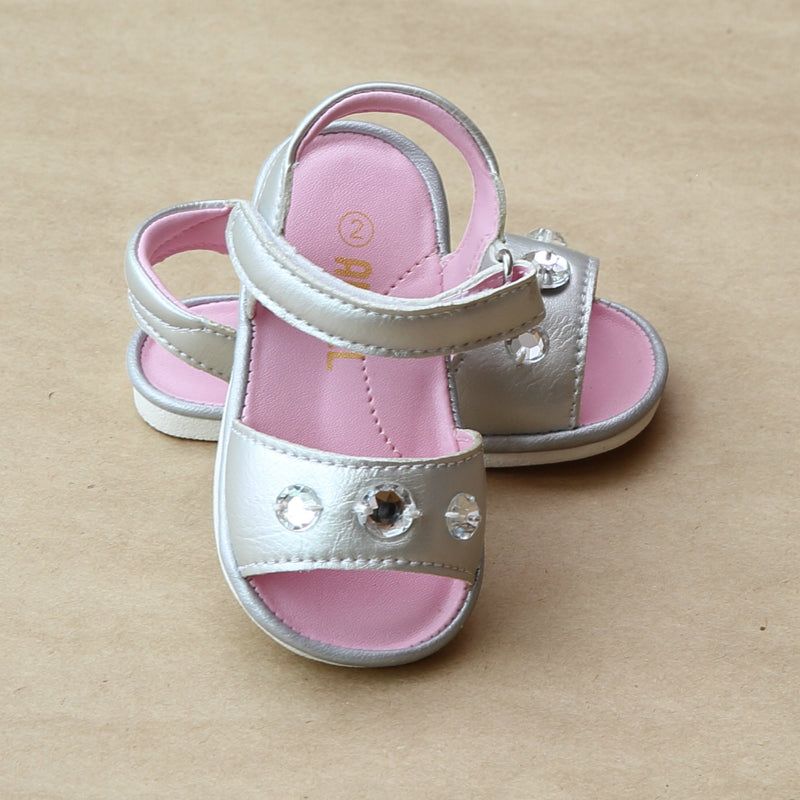 Angel Baby Girls Silver Jeweled Sandal - Petitfoot.com
