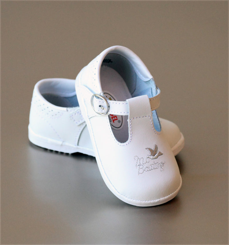 Angel Baby Girls White Leather Mi Bautizo Baptism Mary Jane