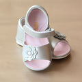 Angel Baby Girls Silver Open Toe Leather Flower Sandal