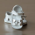 Angel Baby Girls Pretty Bow Silver Leather Open Toe Sandal