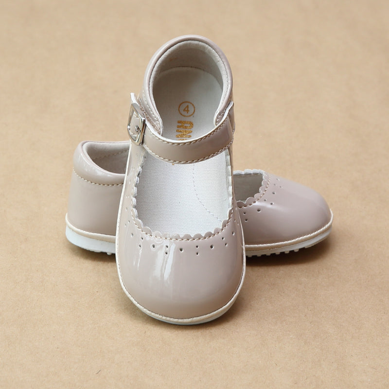 Angel Baby Girls Scarlett Patent Almond Scalloped Mary Janes - Petitfoot.com