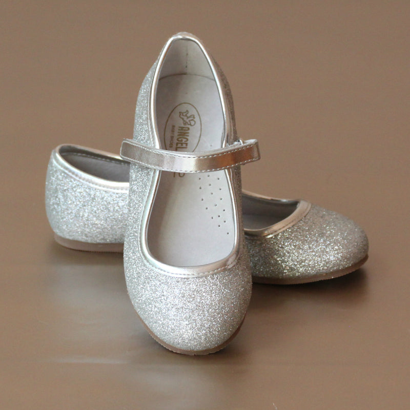 Angel Girls Silver Glitter Mary Jane