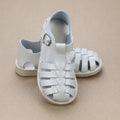Ashton Toddler Girls Classic Metallic Light Stone Leather Fisherman Sandal - Petit Foot
