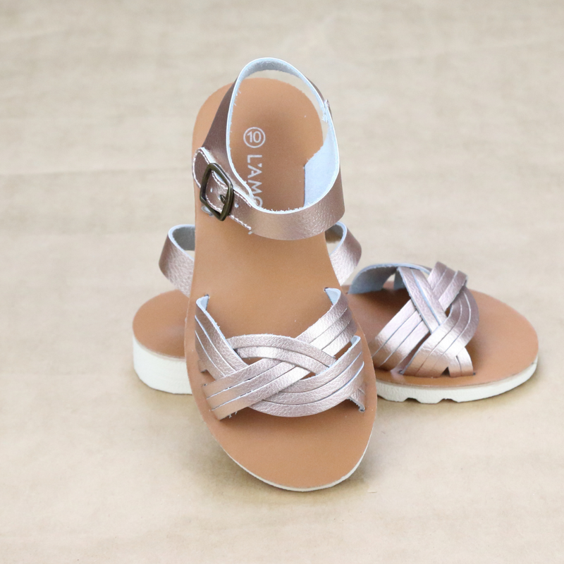 Athena Girls Braided Leather Sandal