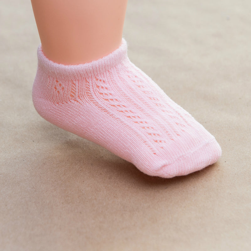 Baby Girls Pink Crochet Ankle Socks - Petitfoot.com