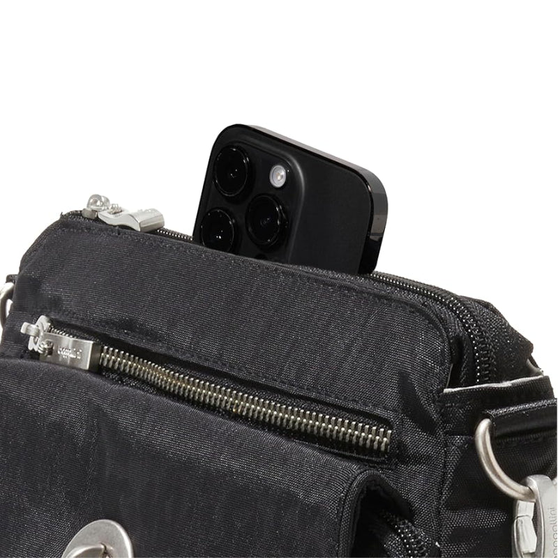 Baggallini Calais Crossbody - Black Cheetah Embossed