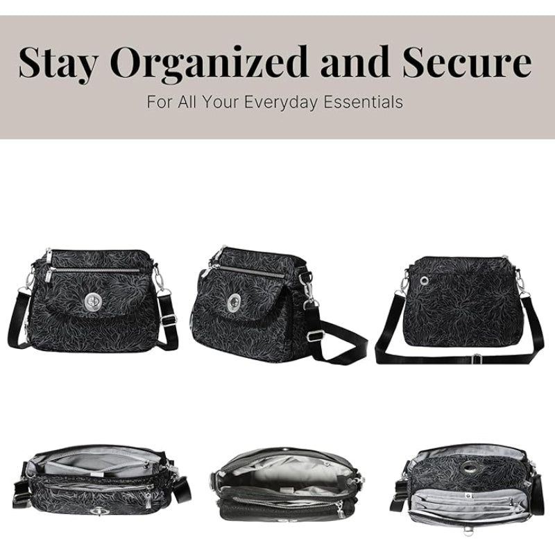 Baggallini Calais Crossbody - Midnight Blossom Print