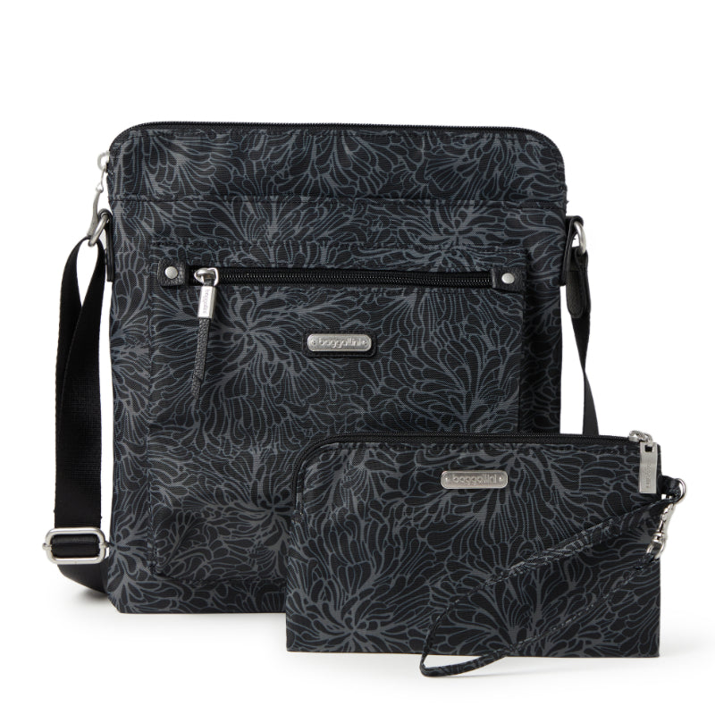 Baggallini Go Bagg with Wristlet – Midnight Blossom