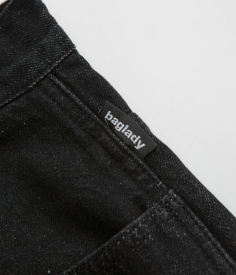 Baglady Warp Denim Shorts in Black