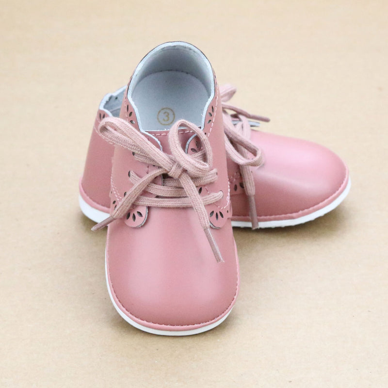 Bella Baby Girls Vintage Rose Scalloped Leather Bootie - Vintage Inspired