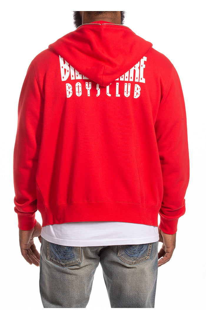 Back View of the Billionaire Boys Club Astro Zip Hoodie in Red