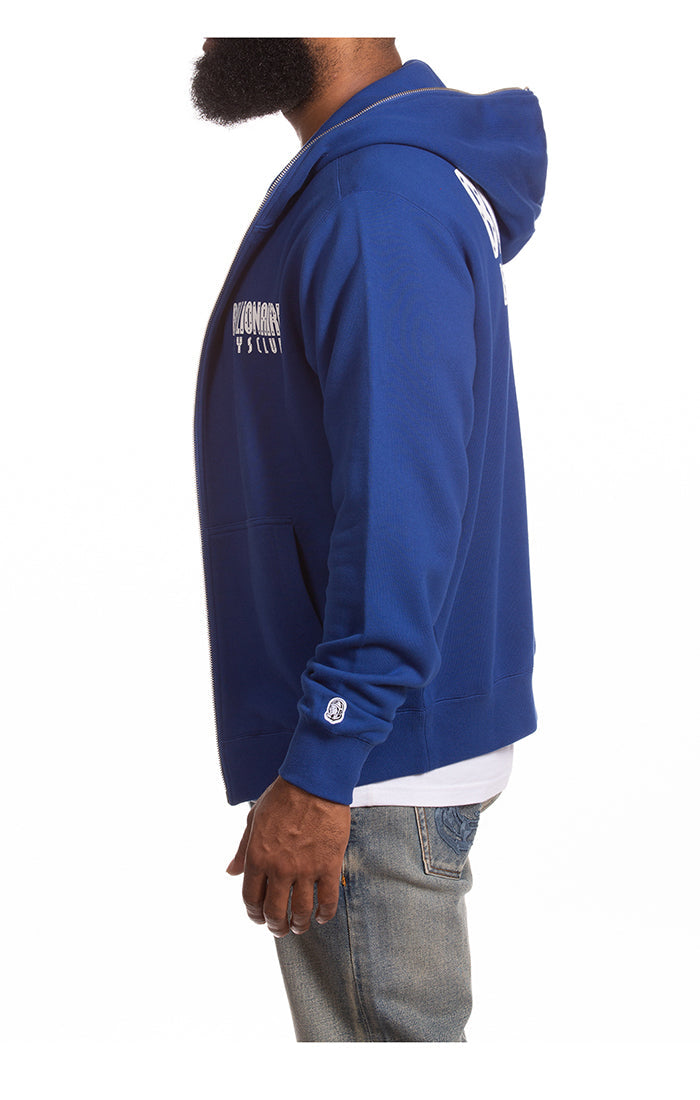 Left Side View of the Billionaire Boys Club Astro Zip Hoodie in Sodalite Blue