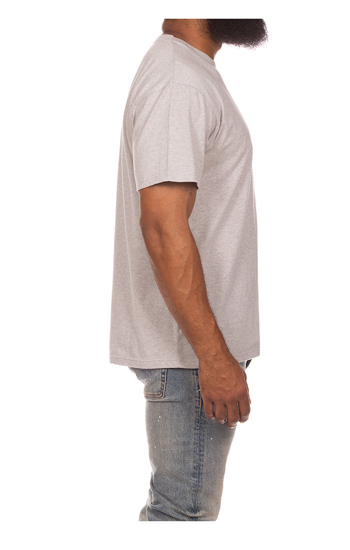 Right side view of BBC Helmet Tee in Grey - Men's Streetwear Tees