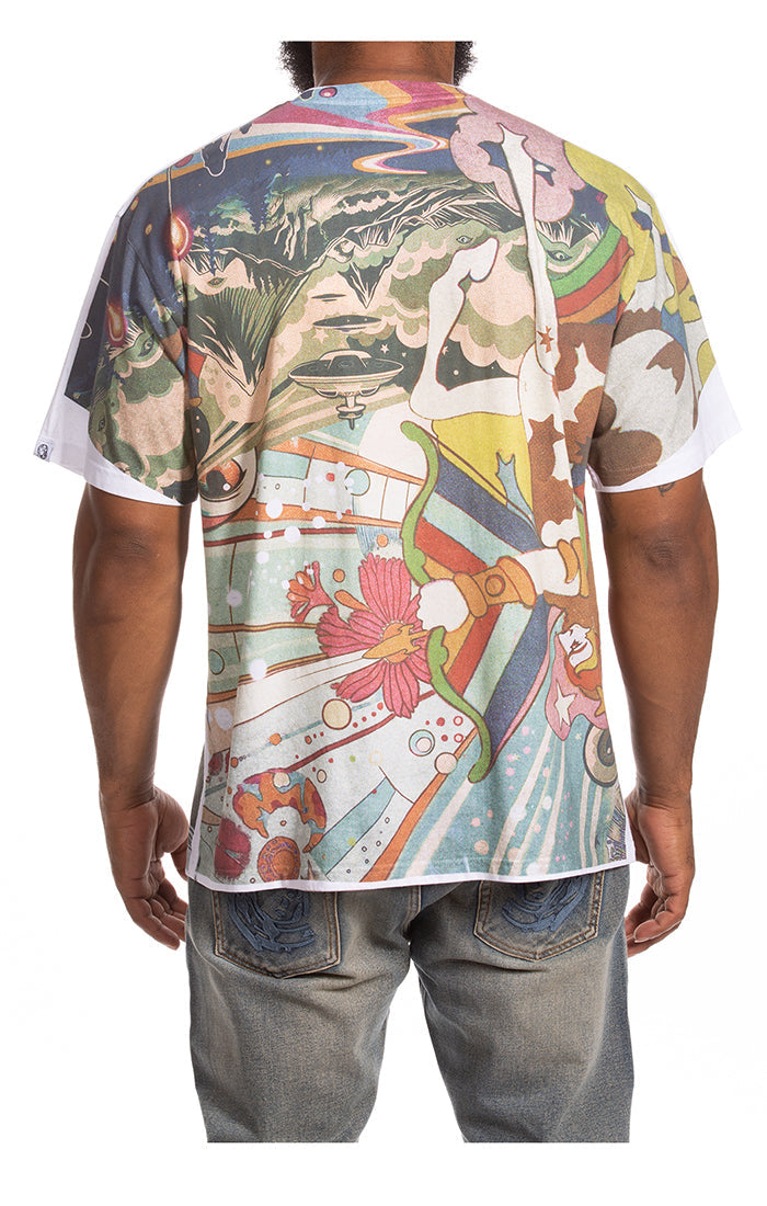 Back View of the Billionaire Boys Club BB News SS Knit (Oversize Fit) in White