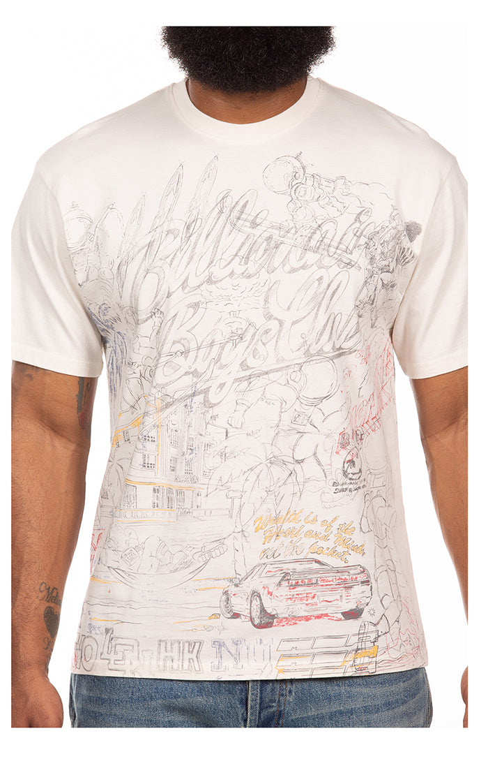 Front Close Up View of the Billionaire Boys Club Sketch SS Knit Tee