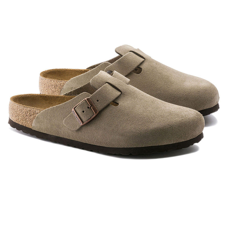 Birkenstock Boston Soft Footbed Sandals - Taupe Suede