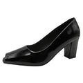 Black high-heeled shoe on a white background