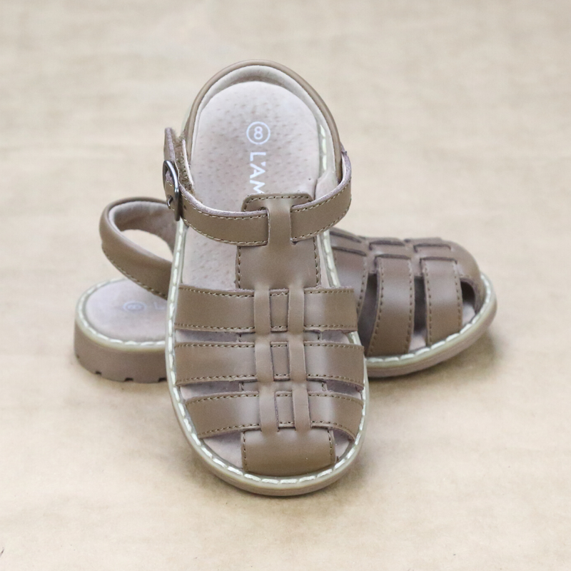 Boys Emerson Classic Mocha Leather Fisherman Sandal - Petitfoot.com