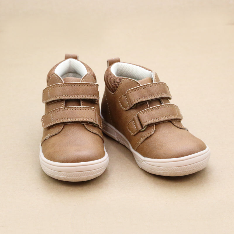 Boys Otis Double Velcro Mid-Top Leather Sneaker - Petitfoot.com