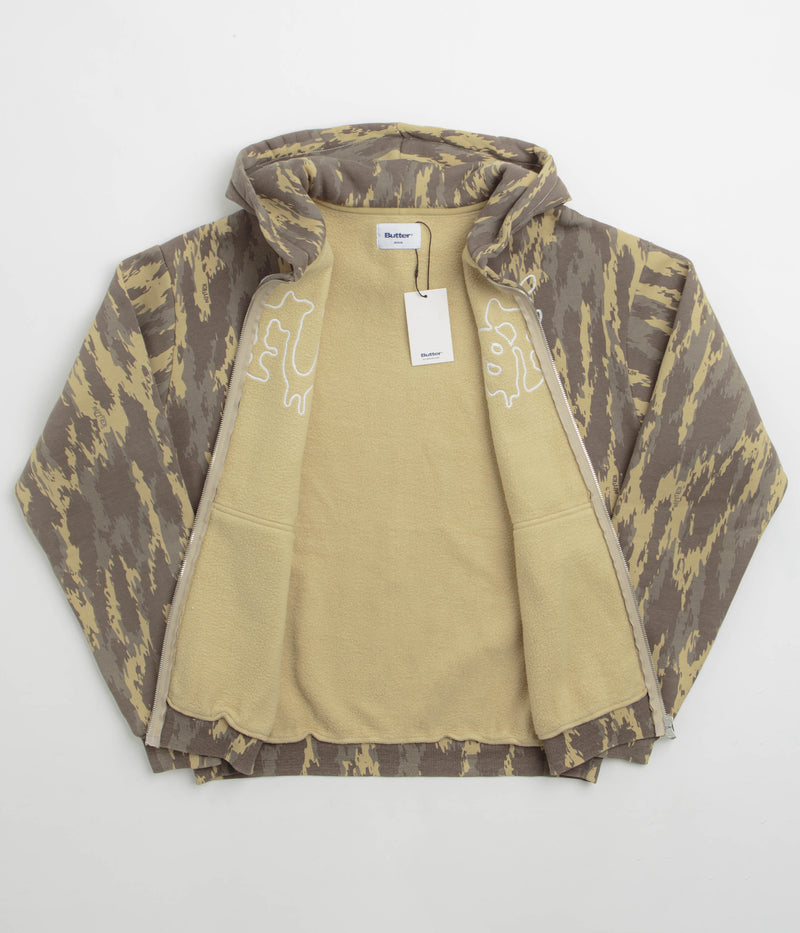 Butter Goods Blotch Zip-Thru Hoodie in Washed Camo