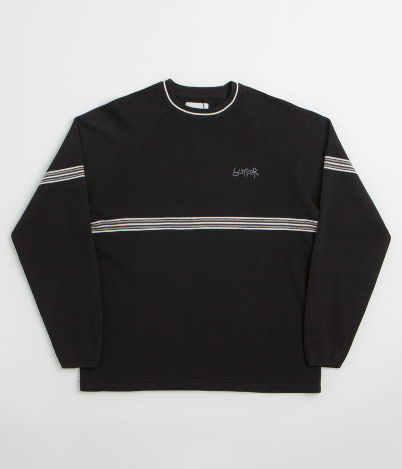 Butter Goods Pier Knit Crewneck Sweatshirt in Black