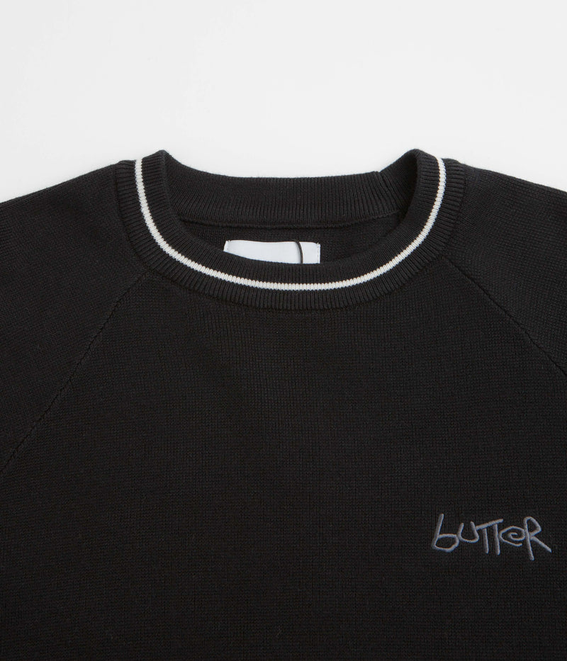 Butter Goods Pier Knit Crewneck Sweatshirt in Black