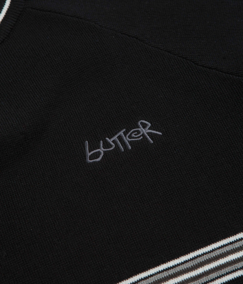 Butter Goods Pier Knit Crewneck Sweatshirt in Black