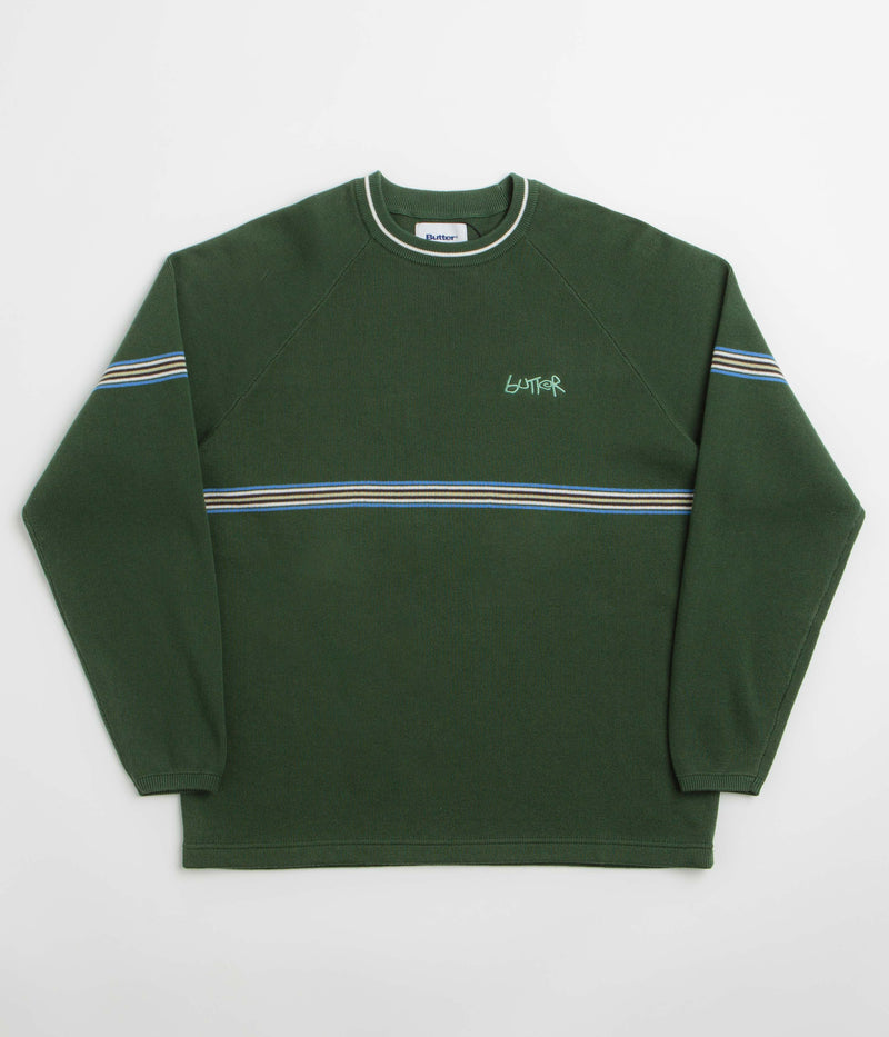 Butter Goods Pier Knit Crewneck Sweatshirt in Moss