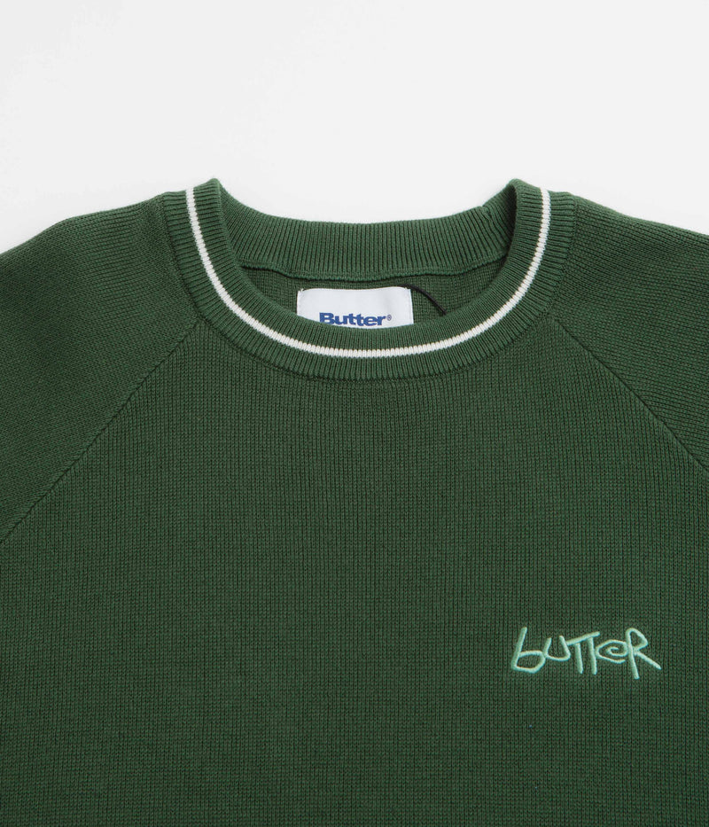 Butter Goods Pier Knit Crewneck Sweatshirt in Moss