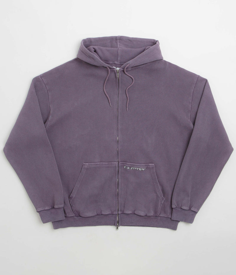 Butter Goods Waffle Zip-Thru Hoodie in Urchin Overdye
