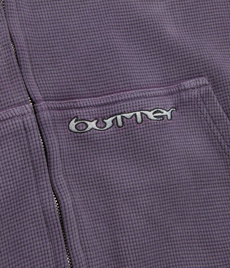 Butter Goods Waffle Zip-Thru Hoodie in Urchin Overdye