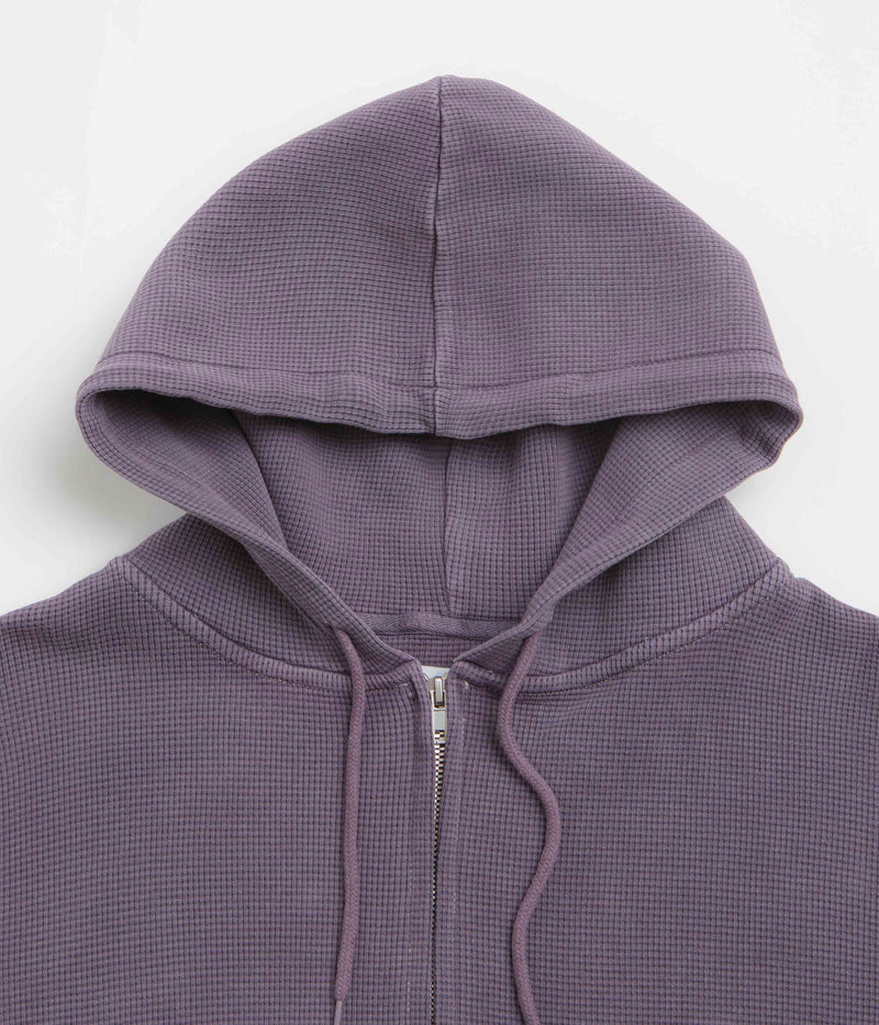 Butter Goods Waffle Zip-Thru Hoodie in Urchin Overdye