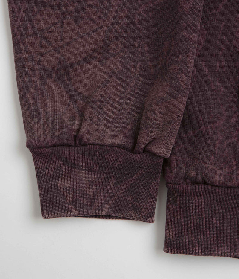 Butter Goods Woods Camo Zip-Thru Hoodie in Washed Burgundy