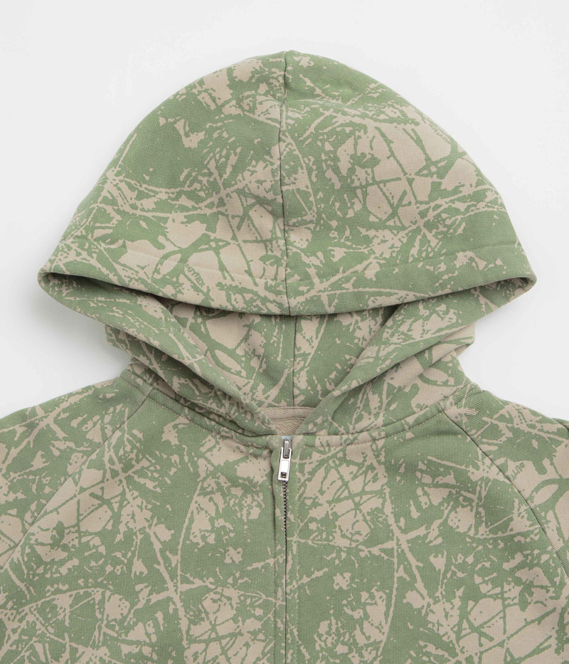 Butter Goods Woods Camo Zip-Thru Hoodie in Washed Sage