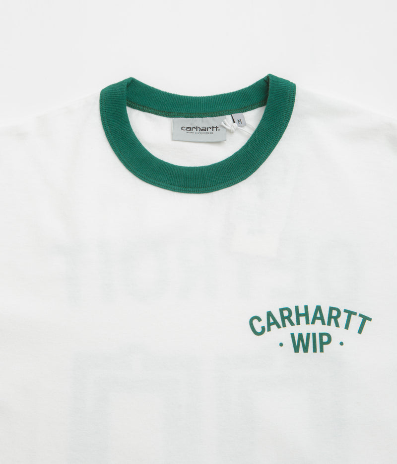 Carhartt 89 Ringer T-Shirt in White and Rainforest